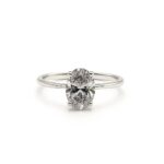 White Cubic Zirconia Solitaire Ring – Oval Cut Stone in Classic Prong Setting