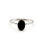 Noir Elegance Solitaire Ring – Oval Black Onyx Engagement Ring