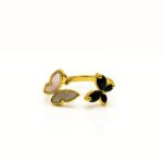Midnight Bloom Anti-Tarnish Stainless Steel Ring with Black Cubic Zirconia