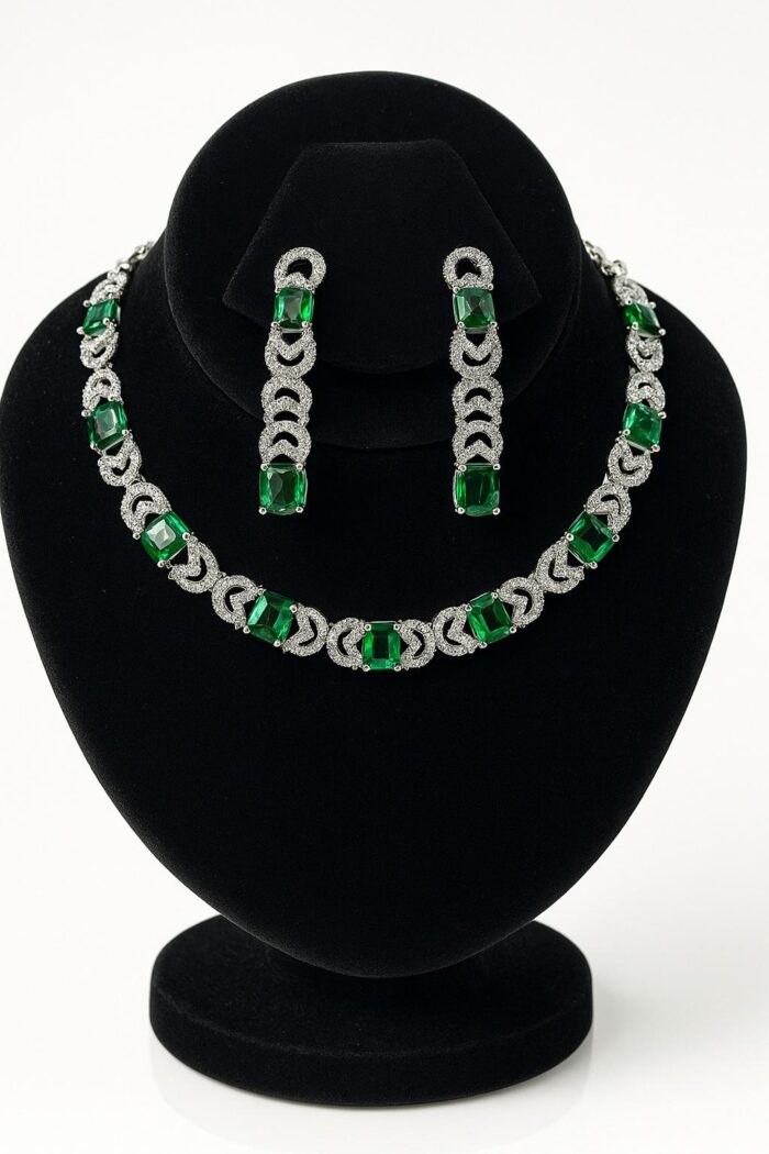Emerald Illusion Cubic Zirconia Statement Set - Image 1