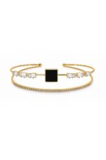 Zircon Stainless Steel Handcuff with Cubic Zirconia – Tennis-Inspired Design