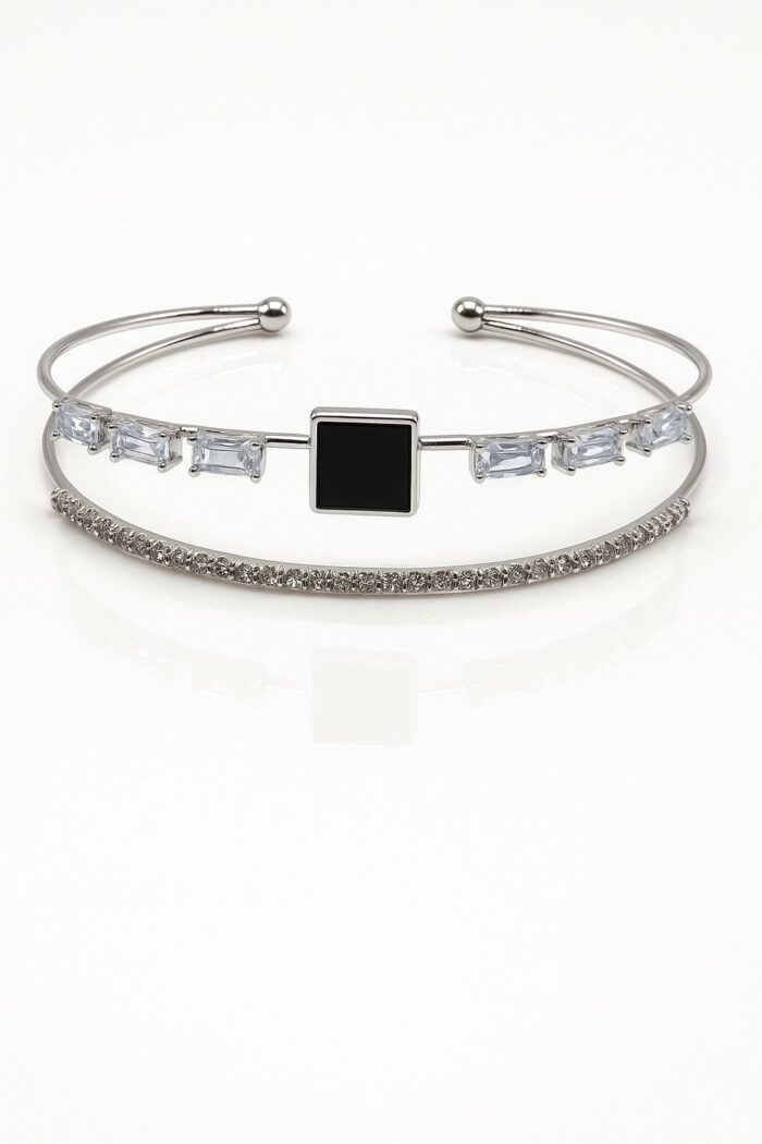 Zircon Stainless Steel Handcuff with Cubic Zirconia – Tennis-Inspired Design - Image 2