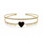 Tennis Style Heart Handcuff with Cubic Zirconia