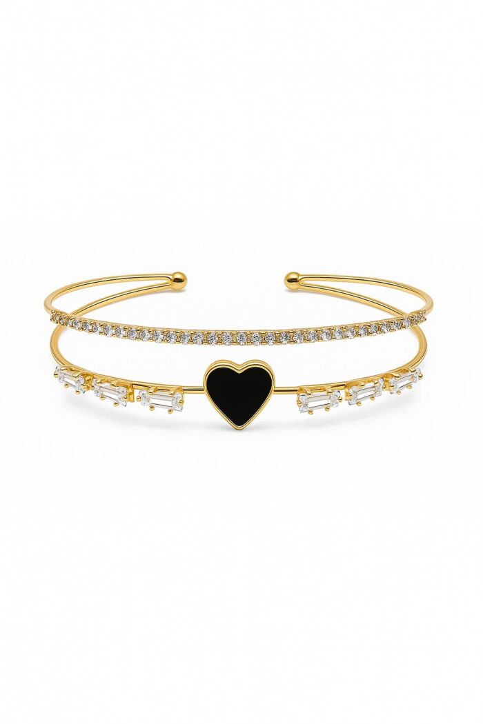 Tennis Style Heart Handcuff with Cubic Zirconia - Image 1