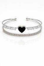 Tennis Style Heart Handcuff with Cubic Zirconia - Image 2
