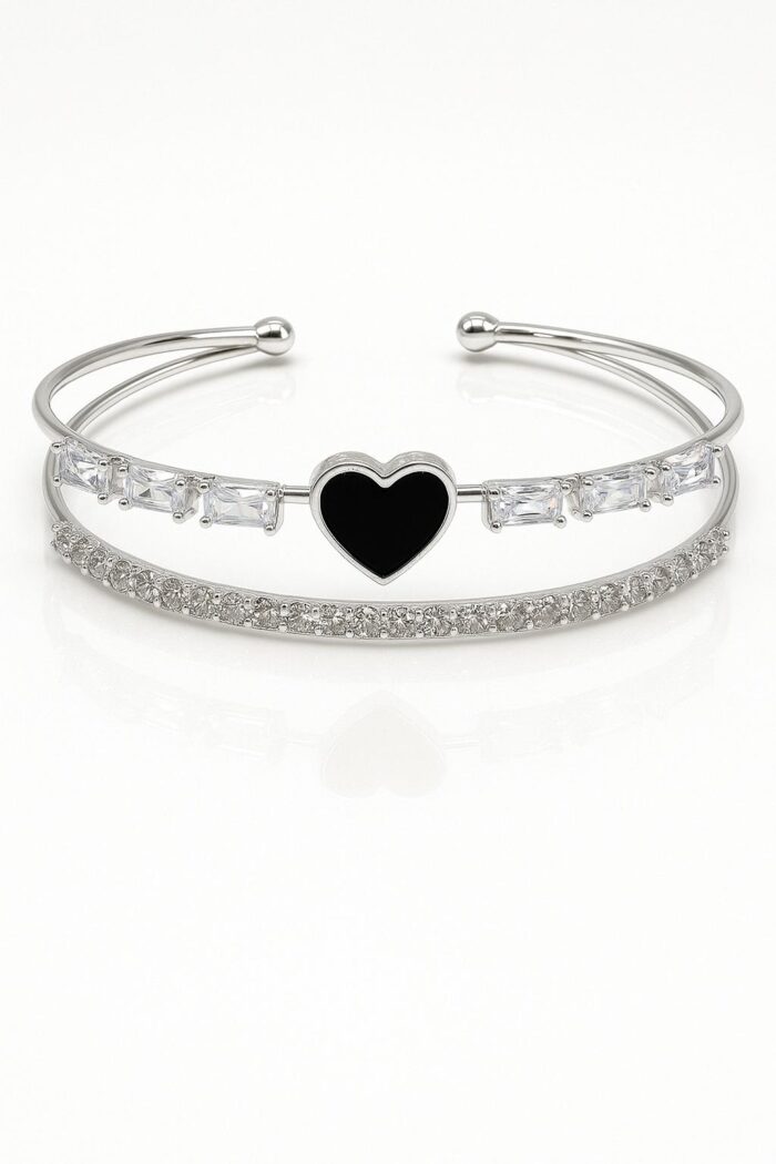Tennis Style Heart Handcuff with Cubic Zirconia - Image 2