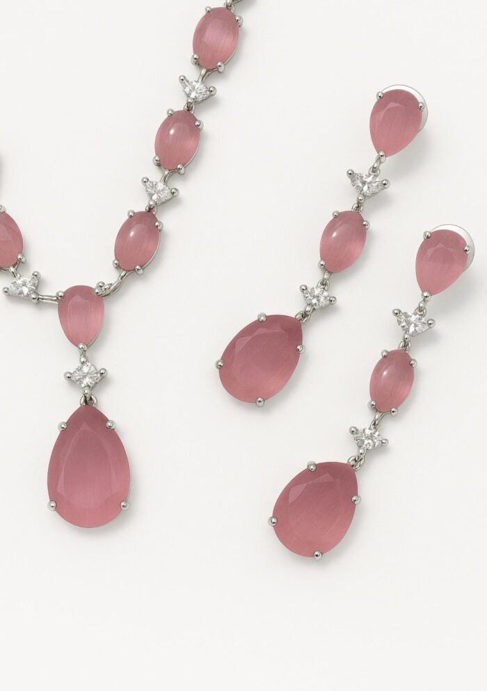 Pink Cascade Sapphire Cubic Zirconia Set - Image 1
