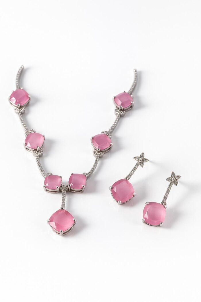 Blush Radiance – Pink Cushion-Cut Cubic Zirconia Set - Image 1