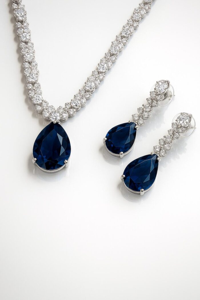 Royal Teardrop Sapphire Cubic Zirconia Set - Image 1