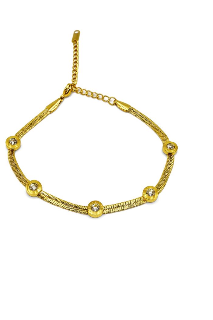 Lustre Links – Anti-Tarnish Steel Bracelet with Crystal Accents - Image 1
