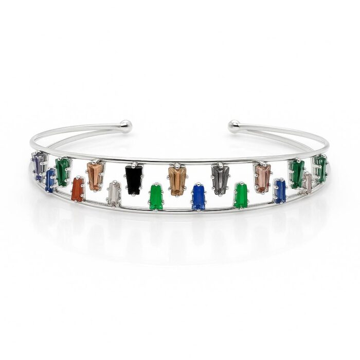 Prism Aura – Baguette Cubic Zirconia Handcuff - Image 1