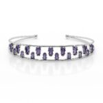 Violet Glint Stainless Steel– Baguette Zirconia Handcuff