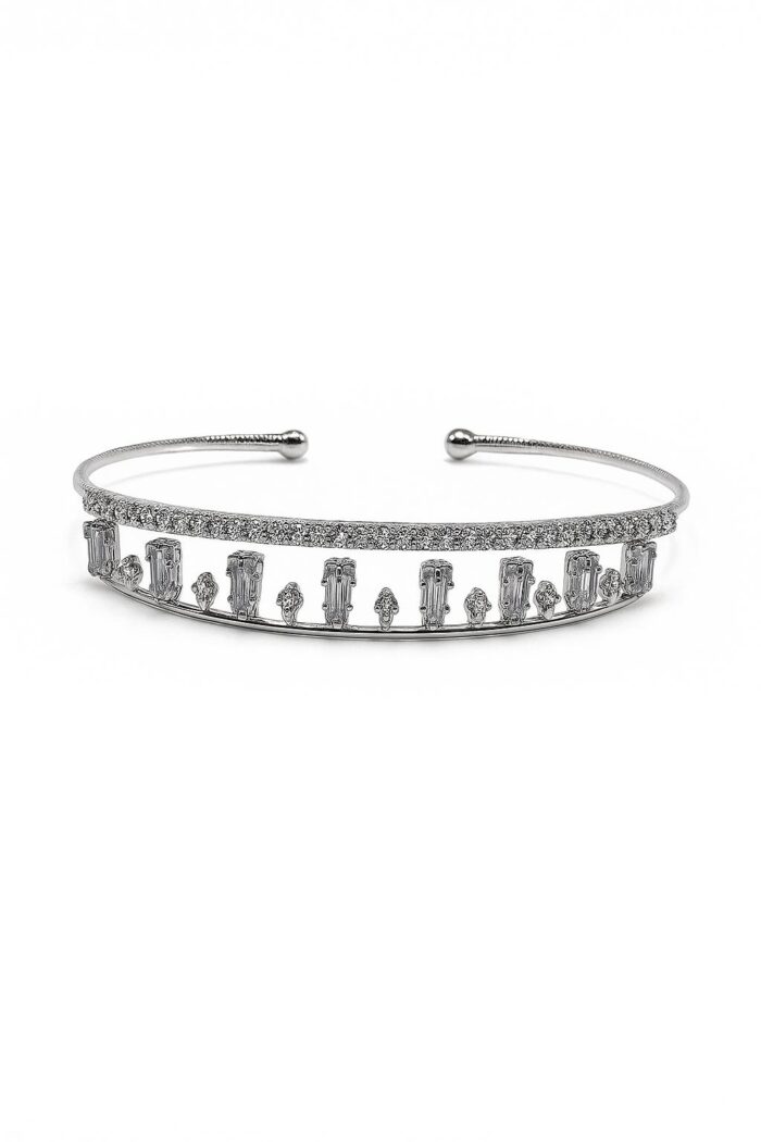 Frost Radiance – Baguette & Pear Zirconia Cuff - Image 1
