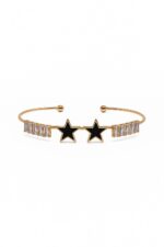 Celestial Glow – Twin Star Stainless Steel Tennis Handcuff - Image 2