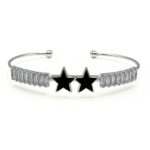 Celestial Glow – Twin Star Stainless Steel Tennis Handcuff