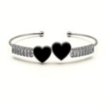 Luna Love – Twin Heart Stainless Steel Tennis Handcuff