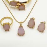 Anti-Tarnish Stainless Steel Pear Stone Jewelry Set