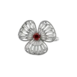 Brown Cubic Zirconia Cocktail Ring – Floral Statement Design with Baguette Accents