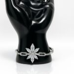 Silver Cubic Zarconia Flower Braclet