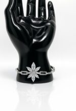 Silver Cubic Zarconia Flower Braclet