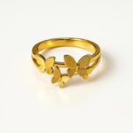 Anti tarnish waterproof butterfly gold plated ring