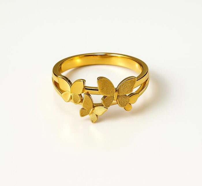 Anti tarnish waterproof butterfly gold plated ring - Image 1