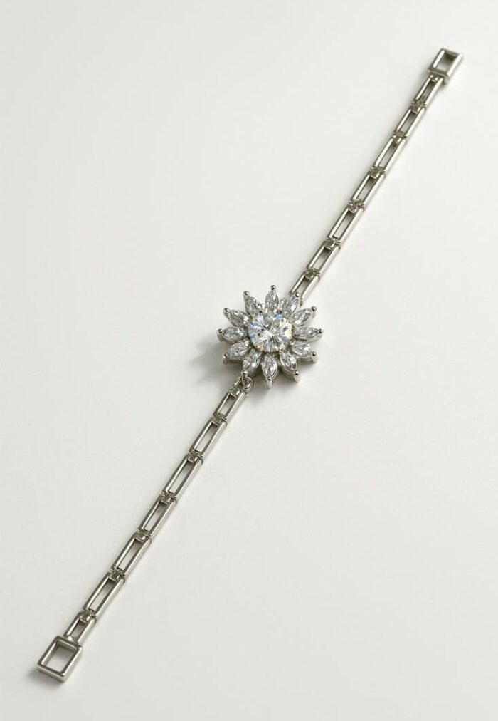 Silver cubic Zarconia Sunflower braclet - Image 2
