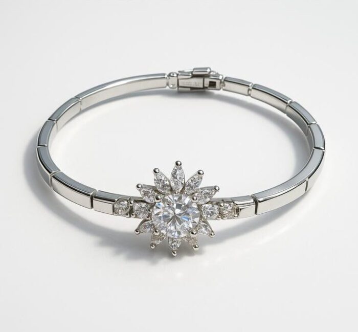 Silver cubic Zarconia Sunflower braclet - Image 1
