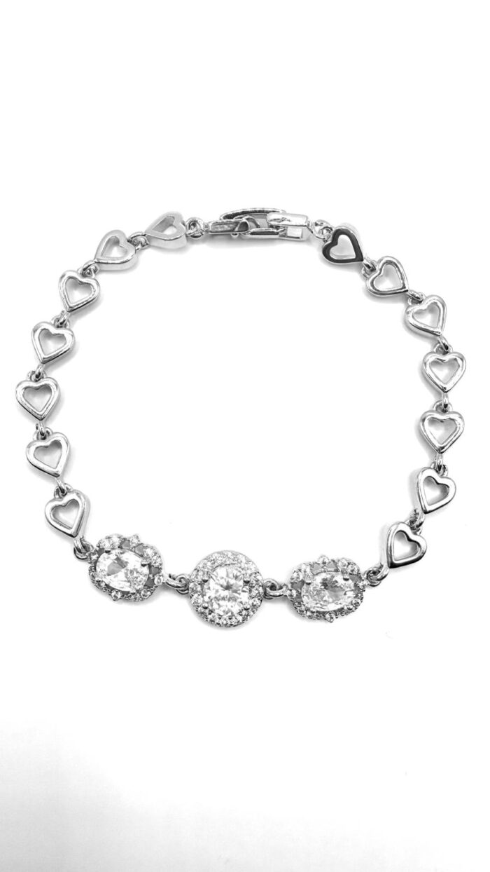 Silver cubic Zarconia Diamante Round  braclet - Image 1