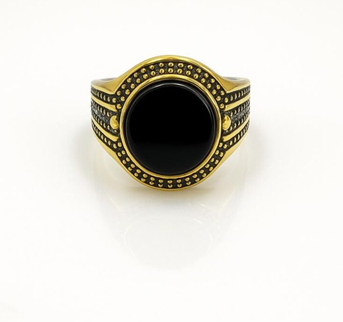 Anti tarnish stainless steel Doted round Men ring - Image 1