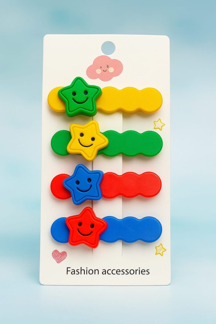 Colorful Stars Curly Clips-Set of 4 - Image 1