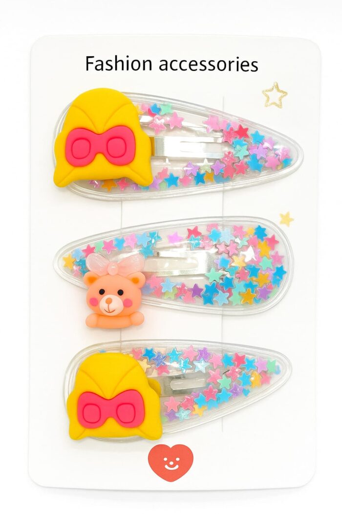 Beautiful Transparent Star Pins with Characters-Set of 3 - Image 1