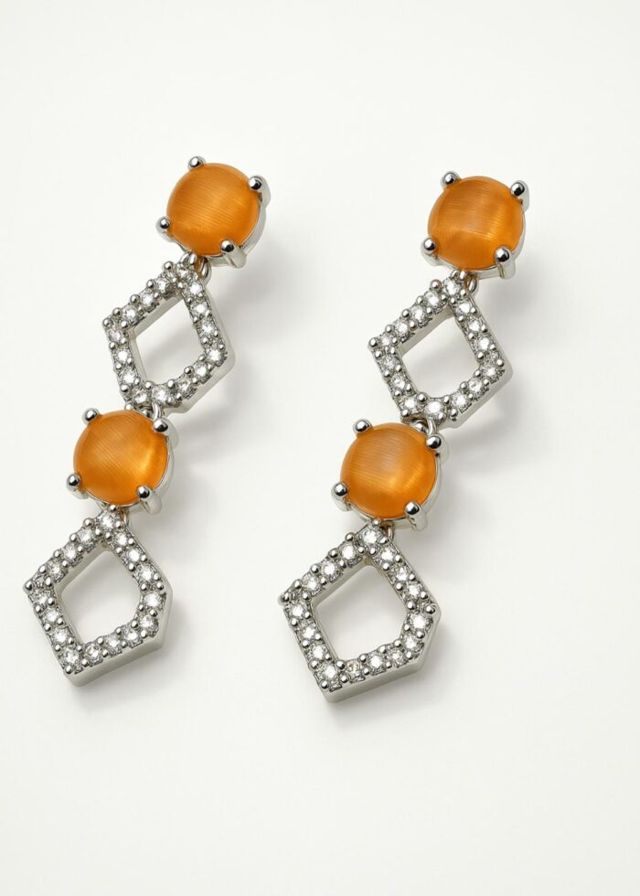 Amber Radiance Geometric Elegance Set and earrings - Image 2