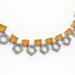 Amber Radiance Geometric Elegance Set and earrings