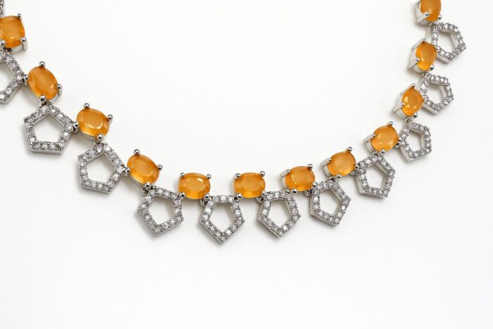 Amber Radiance Geometric Elegance Set and earrings - Image 1