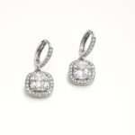 Sterling Glow – Cushion Cut Cubic Zirconia Huggie Earrings in Silver