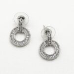 Silver Spark – Baguette Cubic Zirconia Circle Stud Earrings