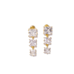 Golden Cascade Princess Cut Cubic Zirconia Drop Earrings