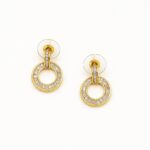 Golden Halo – Baguette Cubic Zirconia Circle Stud Earrings
