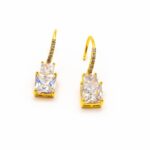 Golden Radius – Princess Square -Cut Cubic Zirconia Drop Earrings