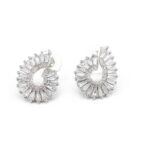 Radiant Spiral – Baguette-Cut Cubic Zirconia Stud Earrings