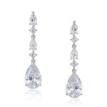 Crystal Clear– Pear Cut Cubic Zirconia Drop Earrings (Silver)