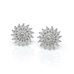 Sunburst Cluster Marquise & Round Cubic Zirconia Stud Earrings