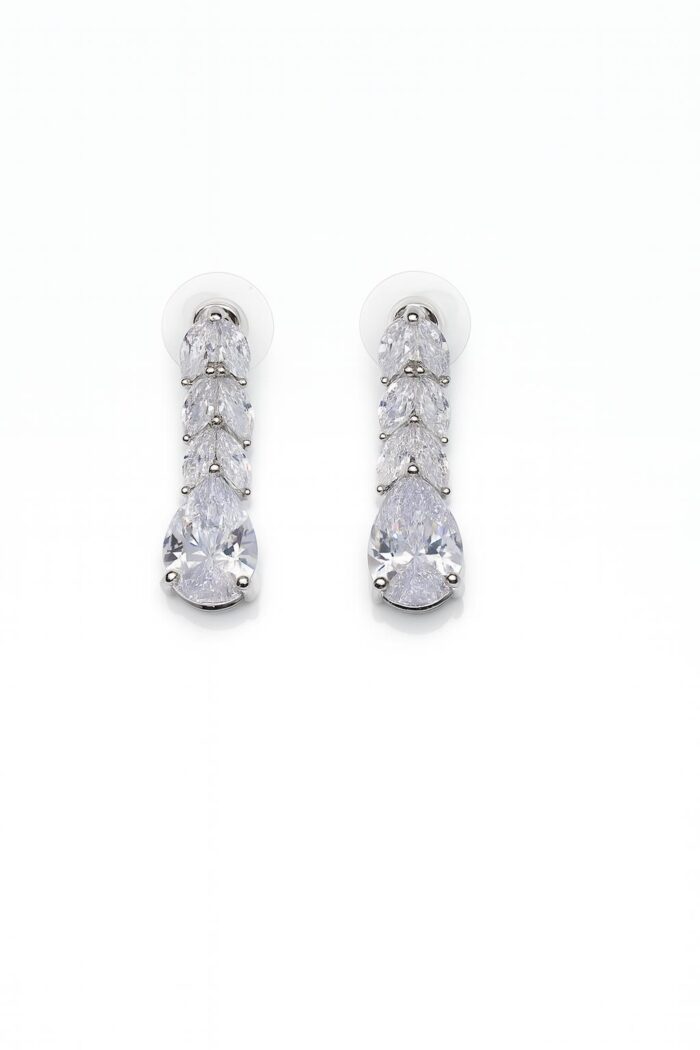 Marquise & Pear Drop Zirconia Stud Earrings – Elegant Cluster Design” - Image 1