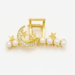 Celestial Pearl Gold Moon&Stars Claw Clip – Spring Grip Type