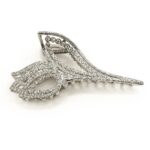 Crystal Bloom Leaf Hair Claw Clip – Rhinestone Embellished Spring Claw Type