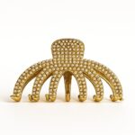 Golden Octavia Hair Claw Clip – Pearl Studded Octopus Style Spring Claw Clip