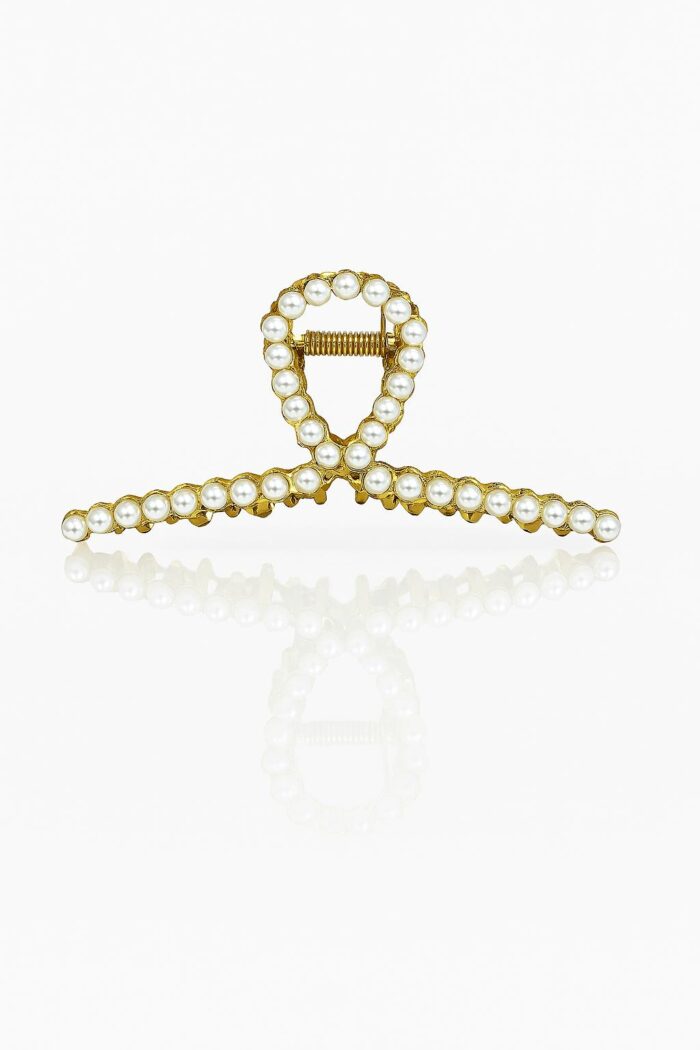 Pearl Grace Hair Claw Clip – Teardrop Frame Pearl Spring Claw Clip - Image 1