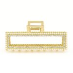Regal Frame Hair Claw Clip – Pearl & Crystal Rectangle Spring Claw Clip