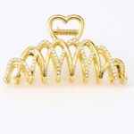 Golden Wave Hair Claw Clip – Crystal Lined Spiral Spring Claw Clip with Heart Handle